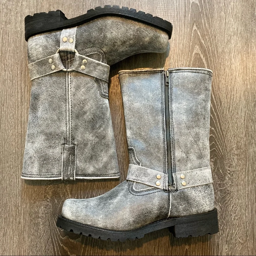 Ride Tecs Mens 13” Stone Wash Leather Harness Boots Size 8.5M NWOB - Picture 1 of 15